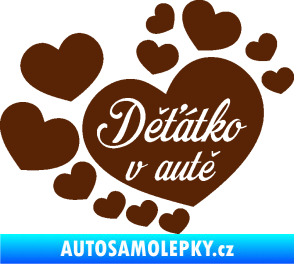 Samolepka Dítě v autě 092 nápis děťátko v autě se srdíčky hnědá