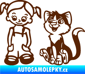 Samolepka Dítě v autě 098 levá holčička a kočka hnědá