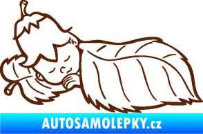 Samolepka Dítě v autě 107 levá spinká na lístečku hnědá