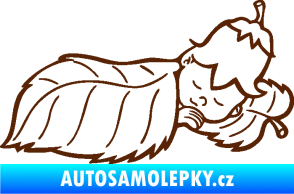 Samolepka Dítě v autě 107 pravá spinká na lístečku hnědá