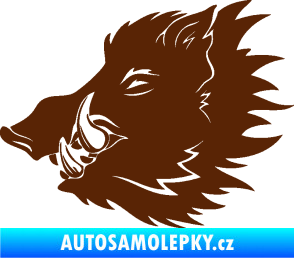 Samolepka Divoké prase 001 levá kanec hlava hnědá