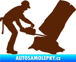 Samolepka Dřevorubec 003 pravá pila hnědá