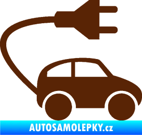 Samolepka Elektro auto 002 pravá symbol zásuvka hnědá