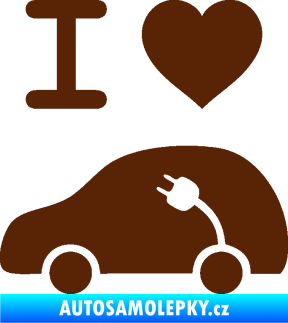 Samolepka Elektroauto 003 levá I love elektro hnědá
