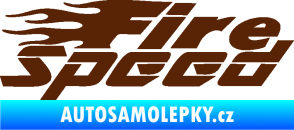 Samolepka Fire speed nápis s plameny hnědá