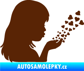 Samolepka Holčička se srdíčky pravá hnědá