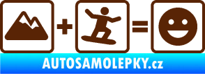 Samolepka Hory + snowboard = veselý smajlík hnědá