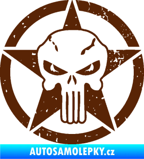 Samolepka Hvězda army 011 levá s lebkou hnědá