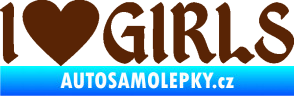 Samolepka I love girls nápis se srdcem hnědá