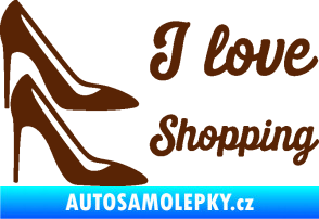 Samolepka I love shopping nápis  hnědá