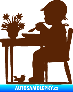 Samolepka Interiér 001 pravá dítě u stolečku hnědá