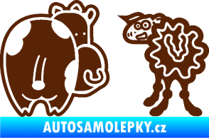 Samolepka JDM kravička a ovečka 002 levá hnědá