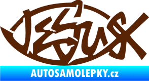 Samolepka Jesus rybička 001 křesťanský symbol hnědá