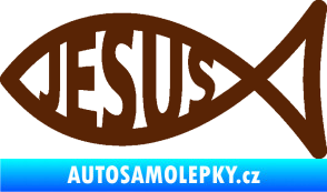 Samolepka Jesus rybička 003 křesťanský symbol hnědá