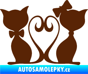 Samolepka Kočky love 002 levá spletené ocásky hnědá
