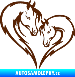 Samolepka Koníci 002 - levá srdíčko kůň s hříbátkem hnědá