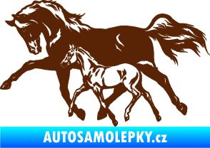 Samolepka Koníci 003 levá kobylka s hříbětem hnědá