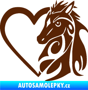 Samolepka Koník love 001 pravá hříbátko v srdíčku hnědá