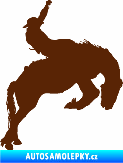 Samolepka Kovboj 001 pravá rodeo na koni hnědá