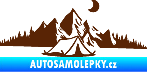 Samolepka Krajina hory 023 pravá kempování hnědá