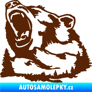Samolepka Krajina hory 032 levá les s medvědem hnědá