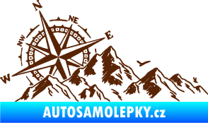 Samolepka Krajina hory 043 levá s kompasem hnědá