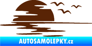 Samolepka Krajina moře 003 levá západ slunce odraz na hladině hnědá
