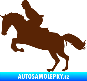Samolepka Kůň 014 levá skok s jezdcem hnědá
