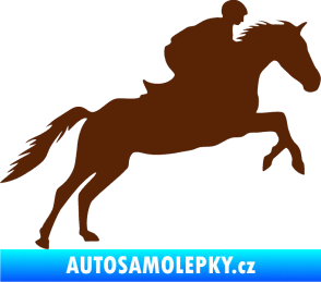Samolepka Kůň 019 pravá jezdec v sedle hnědá