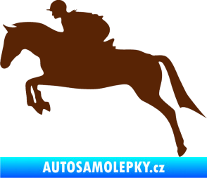 Samolepka Kůň 020 levá skok s jezdcem hnědá