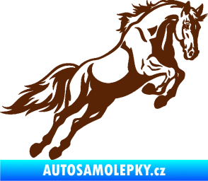 Samolepka Kůň 050 pravá ve skoku hnědá
