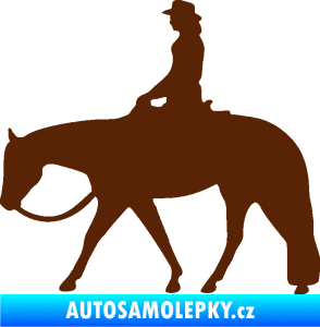 Samolepka Kůň 082 levá kovbojka na koni hnědá