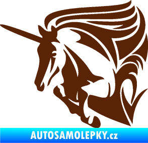 Samolepka Kůň jednorožec 001 levá hnědá