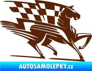 Samolepka Kůň racing 001 pravá se šachovnicí hnědá
