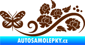 Samolepka Květina dekor 015 levá s motýlem hnědá