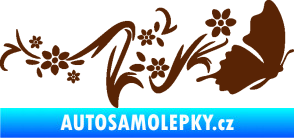 Samolepka Květina dekor 028 pravá s motýlkem hnědá