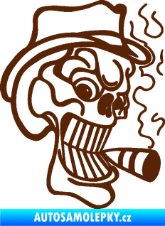 Samolepka Lebka 020 pravá crazy s cigaretou hnědá