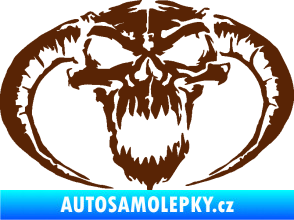 Samolepka Lebka 027 levá se zahnutými rohy hnědá
