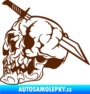 Samolepka Lebka 031 levá probodnutá nožem hnědá