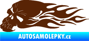 Samolepka Lebka 050 levá v plamenech hnědá
