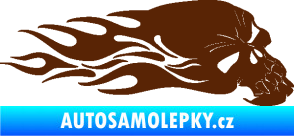 Samolepka Lebka 050 pravá v plamenech hnědá