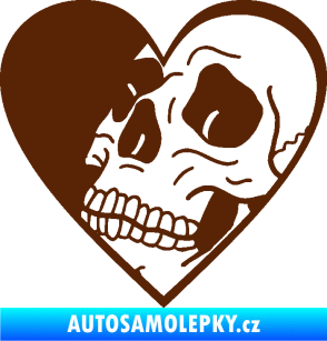 Samolepka Lebka 062 levá v srdíčku hnědá