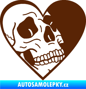 Samolepka Lebka 062 pravá v srdíčku hnědá