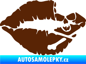 Samolepka Lebka polibek pravá hnědá