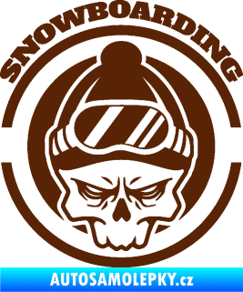 Samolepka Lebka snowboarding hnědá