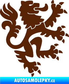 Samolepka Lev heraldika 001 pravá Český lev hnědá