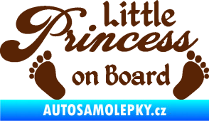 Samolepka Little princess on board 002 nápis s nožičkami hnědá