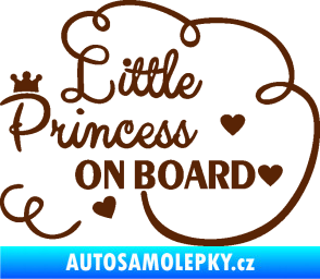 Samolepka Little princess on board nápis hnědá