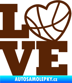 Samolepka Love basketbal hnědá