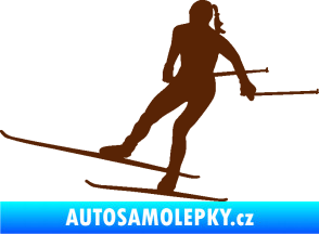 Samolepka Lyžařka 001 levá běh na lyžích hnědá